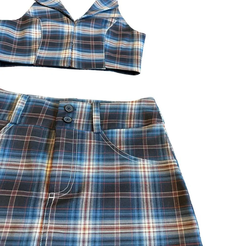 Princess Polly Two Piece Plaid Crop Top Skirt Set Outfit Size 2 Women's NWOT